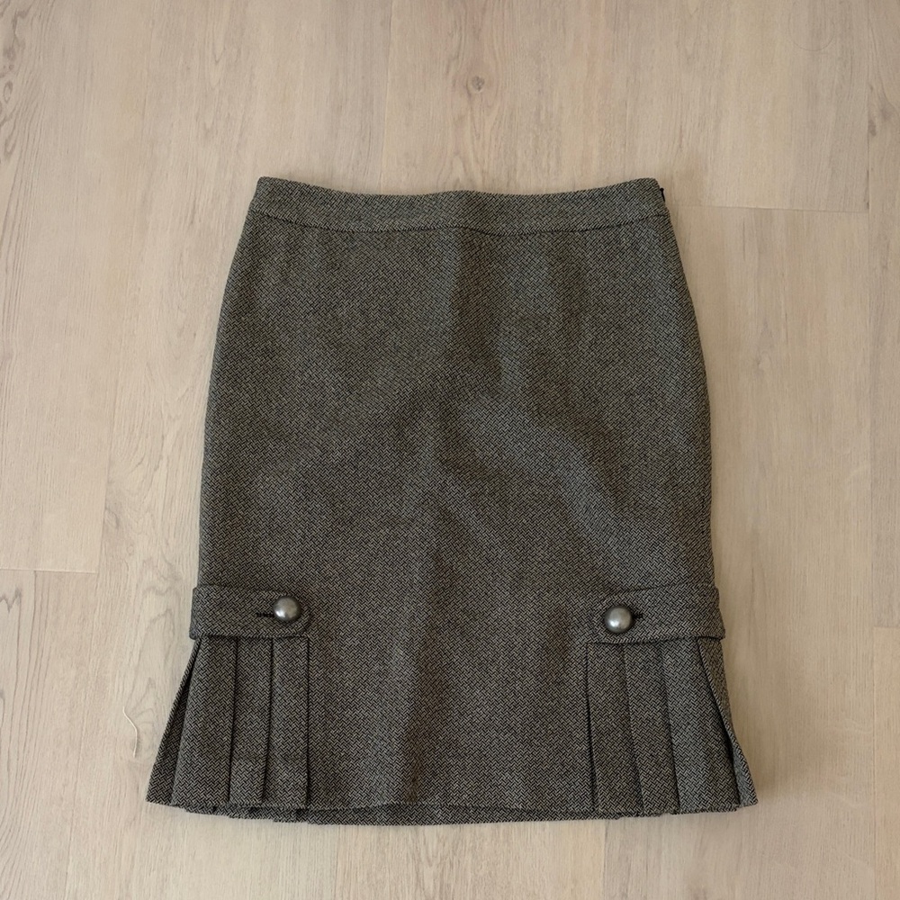 NWOT Banana Republic Womens Gray Tweed Pleated Hem Skirt